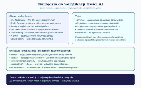 Tools for verifying AI content - image, video, text, metadata
